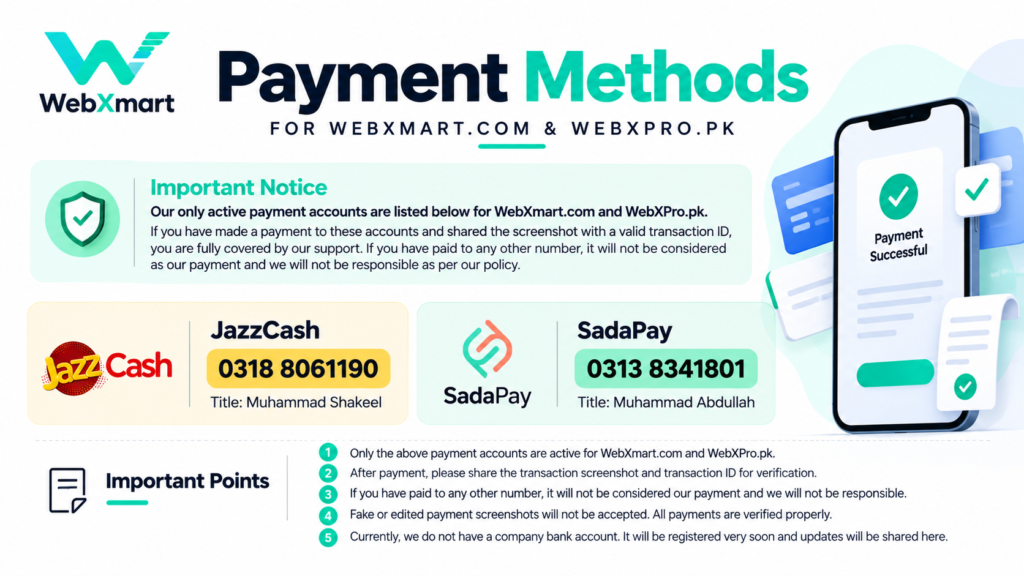 WebXmart Payment Methods Infographic